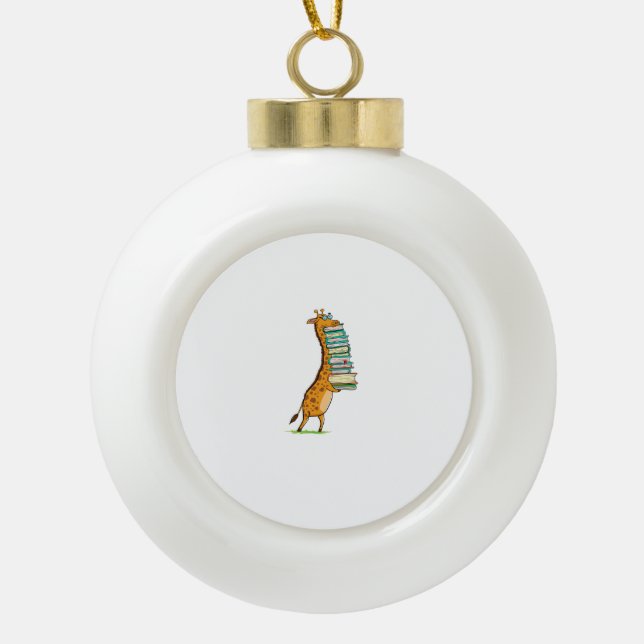 Funny Book Reading Giraffe I Liebe My Library Keramik Kugel-Ornament (Vorderseite)