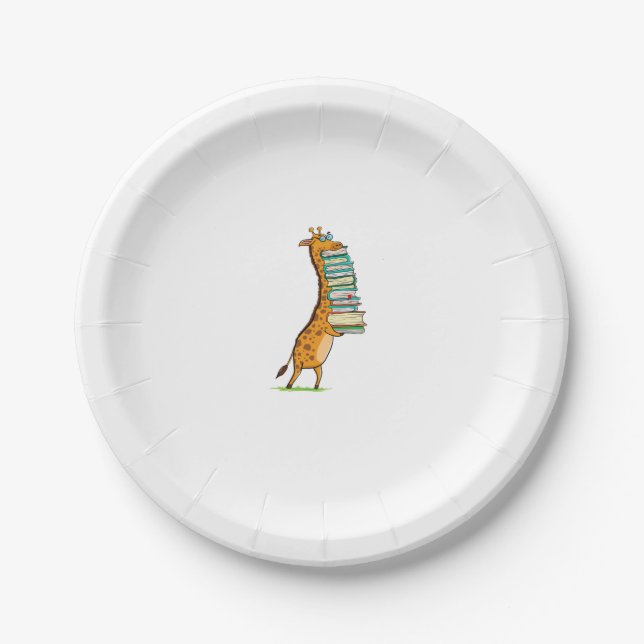 Funny Book Reading Giraffe I Liebe My Library Pappteller (Vorderseite)