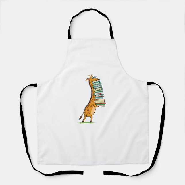 Funny Book Reading Giraffe I Liebe My Library Schürze (Vorderseite)