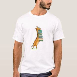 Funny Book Reading Giraffe I Liebe My Library T-Shirt
