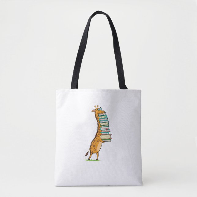 Funny Book Reading Giraffe I Liebe My Library Tasche (Vorderseite)