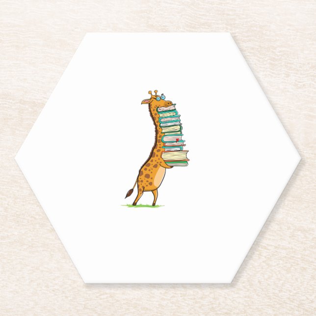 Funny Book Reading Giraffe I Liebe My Library Untersetzer (Vorderseite)