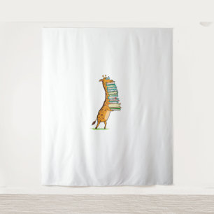 Funny Book Reading Giraffe I Liebe My Library Wandteppich