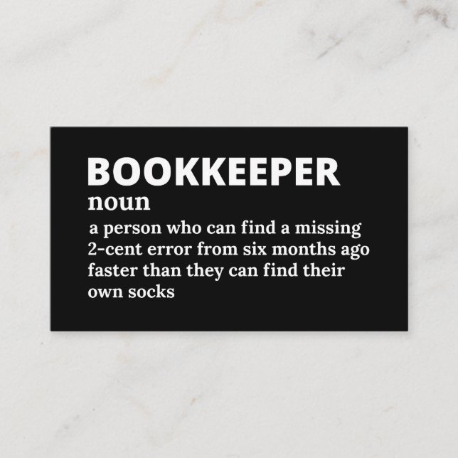 Funny Bookkeeper Definition Visitenkarte (Vorderseite)
