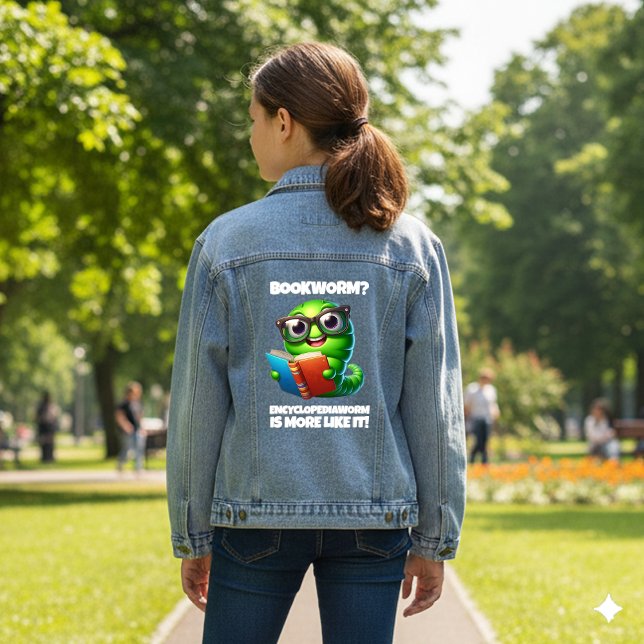 Funny Bookworm? Encyclopediaworm is More Like It! Jeansjacke (Funny Bookworm? Encyclopediaworm is More Like It! Denim Jacket Cover Photo)