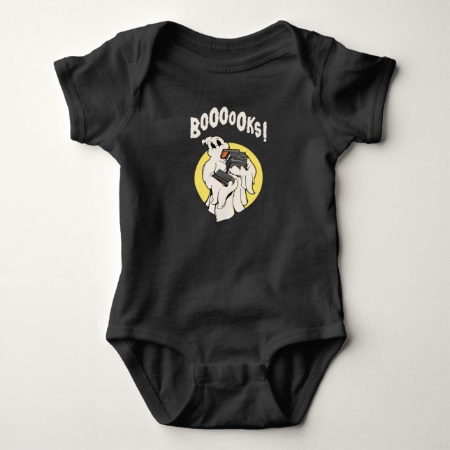 Funny Bookworm Ghost Halloween Baby Strampler (Vorderseite)