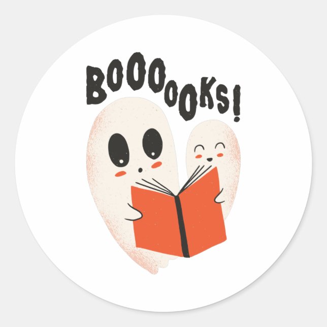 Funny Bookworm Ghost Halloween Costume Boooooks Runder Aufkleber (Vorderseite)