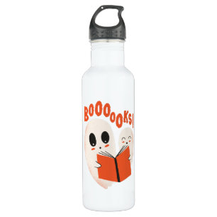 Funny Bookworm Ghost Halloween Edelstahlflasche