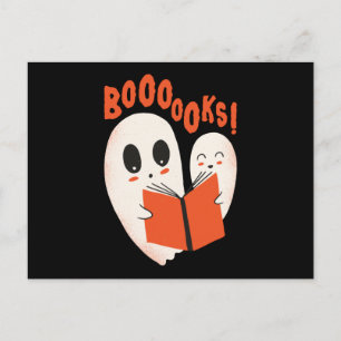 Funny Bookworm Ghost Halloween Postkarte