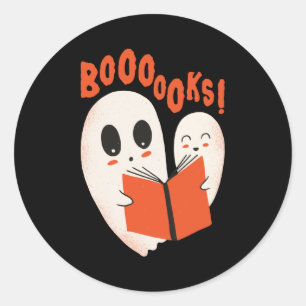 Funny Bookworm Ghost Halloween Runder Aufkleber