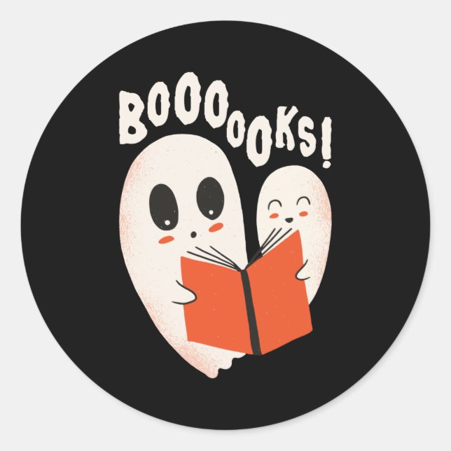 Funny Bookworm Ghost Halloween Runder Aufkleber (Vorderseite)