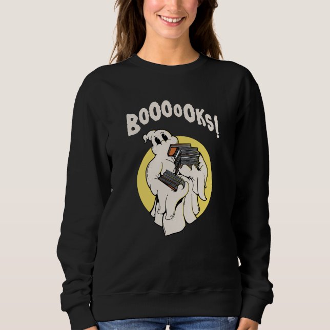 Funny Bookworm Ghost Halloween Sweatshirt (Vorderseite)