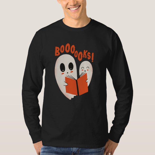 Funny Bookworm Ghost Halloween T-Shirt (Vorderseite)