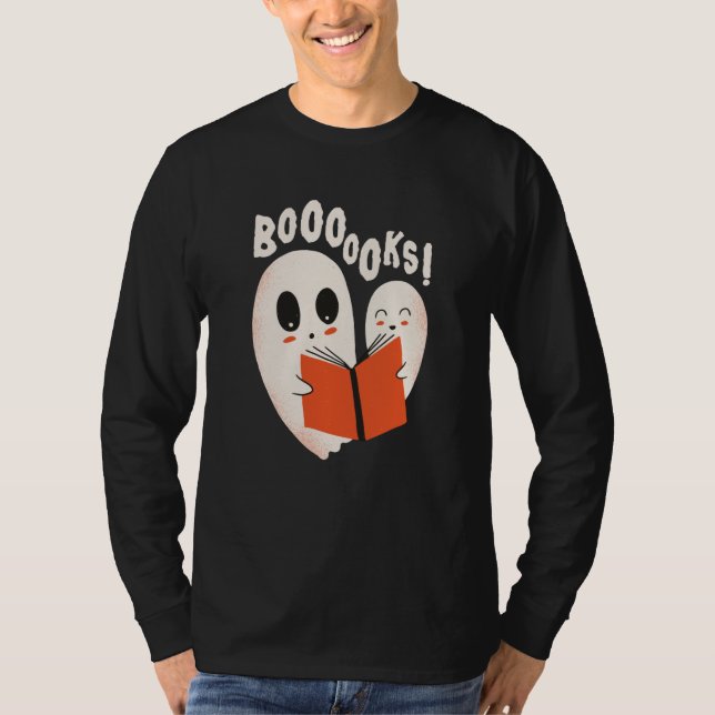 Funny Bookworm Ghost Halloween T-Shirt (Vorderseite)