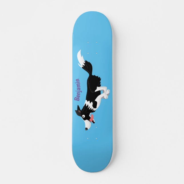 Funny Border Collie dog running cartoon Skateboard (Vorne)