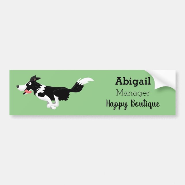 Funny Border Collie Hund läuft Cartoon Autoaufkleber (Vorne)