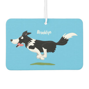 Funny Border Collie Hund läuft Cartoon Autolufterfrischer