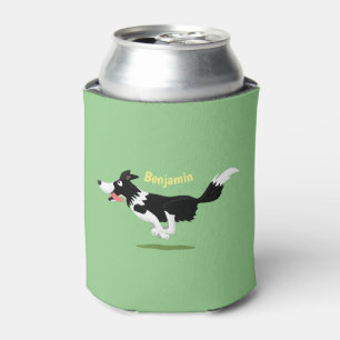 Funny Border Collie Hund läuft Cartoon Dosenkühler