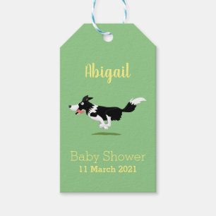 Funny Border Collie Hund läuft Cartoon Geschenkanhänger