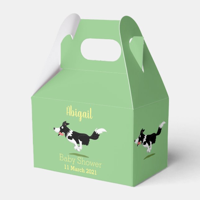 Funny Border Collie Hund läuft Cartoon Geschenkschachtel (Vorderseite)