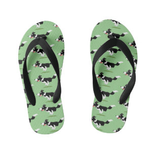 Funny Border Collie Hund läuft Cartoon Kinderbadesandalen