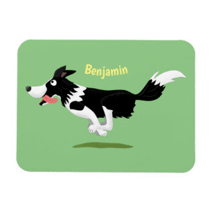 Funny Border Collie Hund läuft Cartoon Magnet