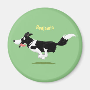 Funny Border Collie Hund läuft Cartoon Magnet