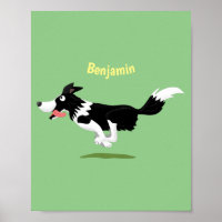 Funny Border Collie Hund läuft Cartoon