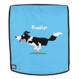 Funny Border Collie Hund läuft Cartoon Rucksack