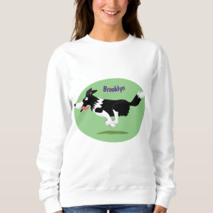 Funny Border Collie Hund läuft Cartoon Sweatshirt