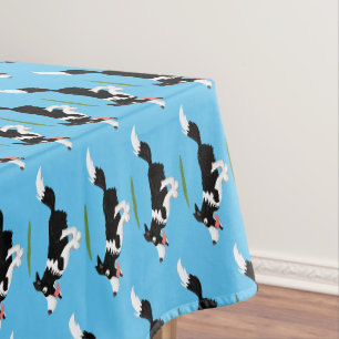 Funny Border Collie Hund läuft Cartoon Tischdecke