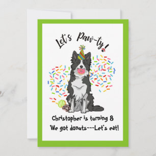 Funny Border Collie Invitation de fête d'anniversa
