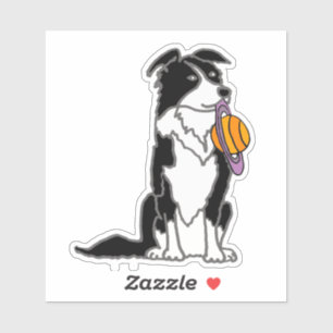 Funny Border Collie mit Saturn Disk Aufkleber