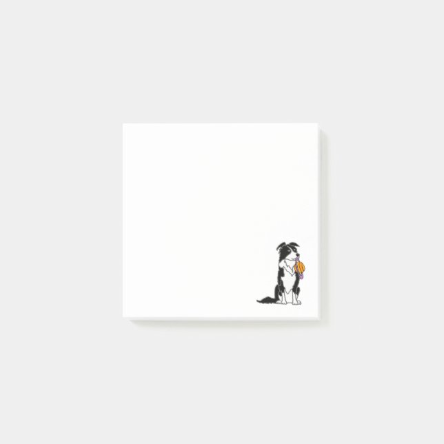 Funny Border Collie mit Saturn Disk Post-it Klebezettel (Vorderseite)