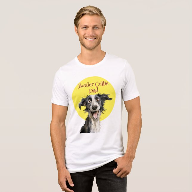 Funny Border Collie Vater Hundelikation Tri-Blend Shirt (Vorderseite voll)