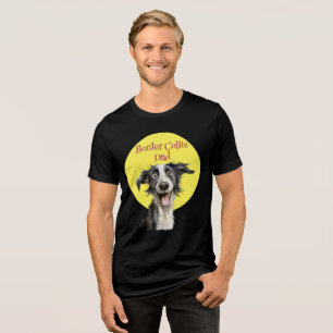 Funny Border Collie Vater Hundelikation Tri-Blend Shirt