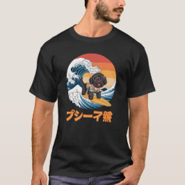 Funny Bordoodle Japanisch Kanagawa Wave Dog T-Shirt