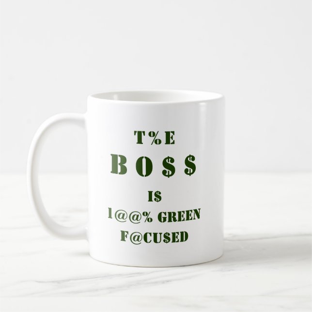 Funny Boss Dollar Prozentual Money Symbole in Grün Kaffeetasse (Links)