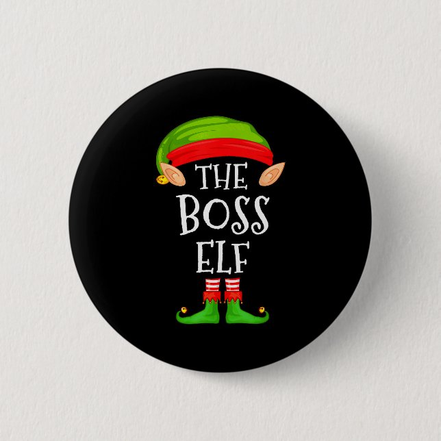 Funny Boss Elf Family Christmas Boss Elf Sweater M Button (Vorderseite)