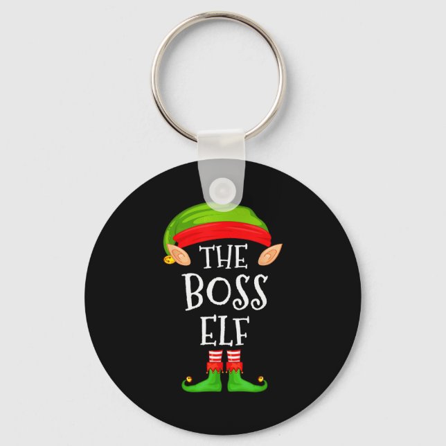 Funny Boss Elf Family Christmas Boss Elf Sweater M Schlüsselanhänger (Vorderseite)