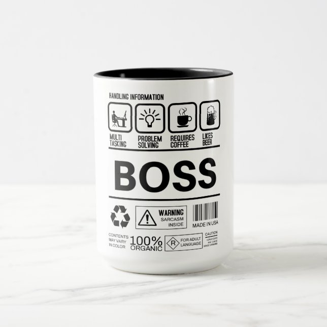 Funny Boss Handling Information Tasse (Zentrum)