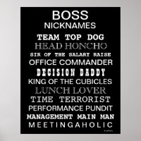 Funny Boss Nicknames Poster | Boss Joke Sign Gesch