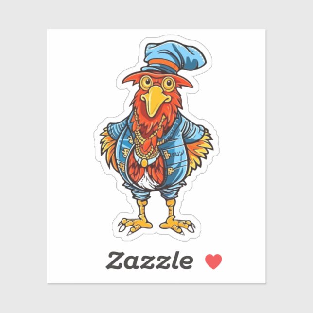 Funny Bossy Cartoon Rooster Aufkleber (Blatt)
