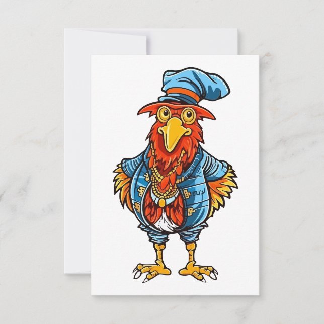 Funny Bossy Cartoon Rooster Dankeskarte (Vorderseite)