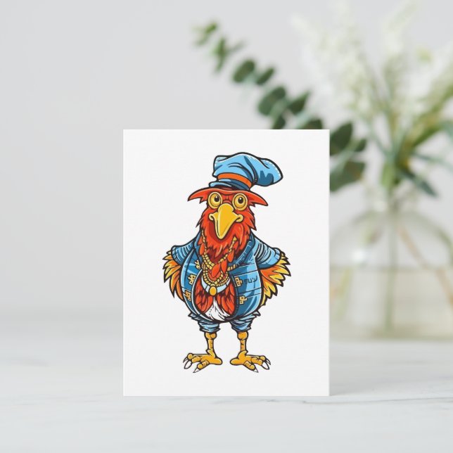 Funny Bossy Cartoon Rooster Mitteilungskarte (Stehend Vorderseite)