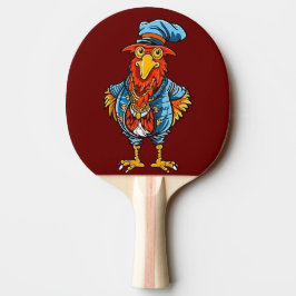 Funny Bossy Cartoon Rooster Tischtennis Schläger