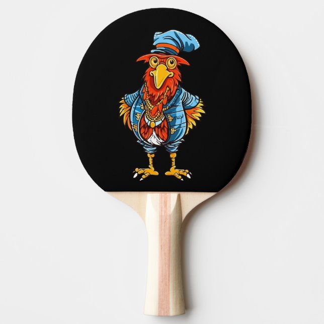 Funny Bossy Cartoon Rooster Tischtennis Schläger (Vorderseite)