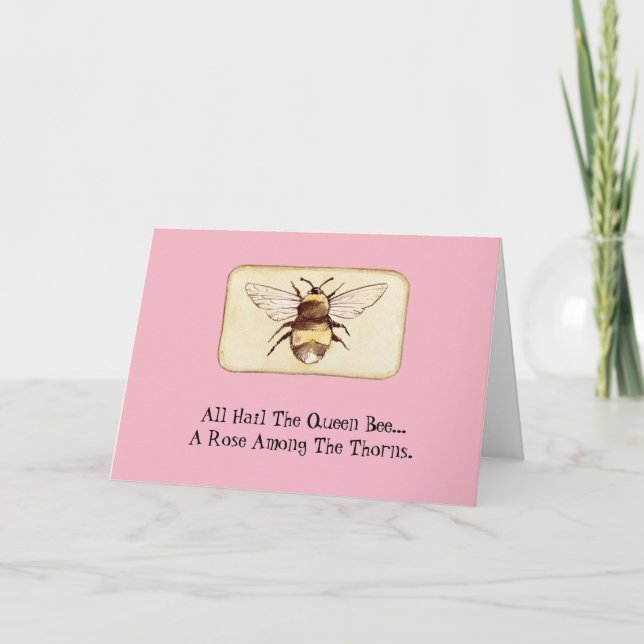 Funny Bossy Queen Bee Carte d'anniversaire (Devant)