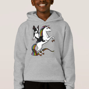 Funny Boston Terrier Chien équitation Unicorn