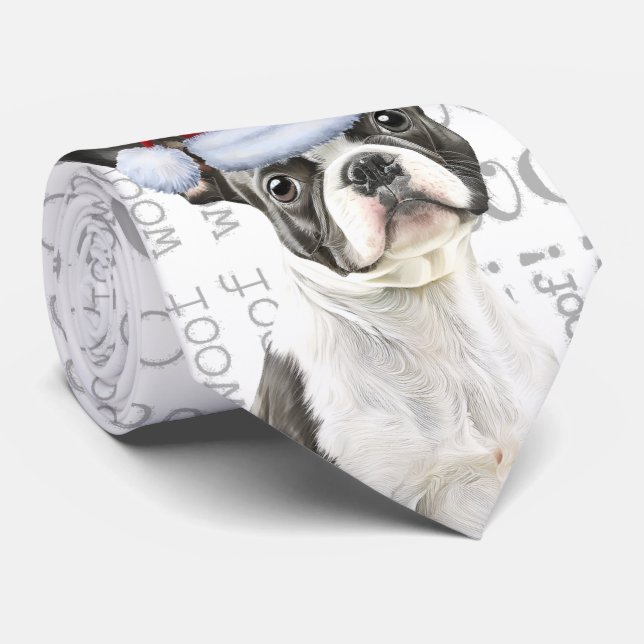 Funny Boston Terrier Christmas Dog Lover Krawatte (Gerollt)
